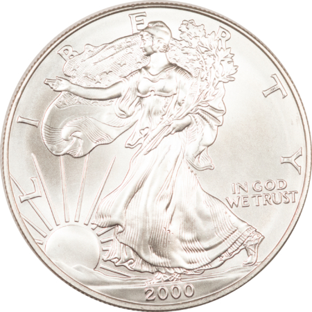 American Silver Eagles 2000 $1 AMERICAN SILVER EAGLE, 1 OZ .999 – GEM UNCIRCULATED!