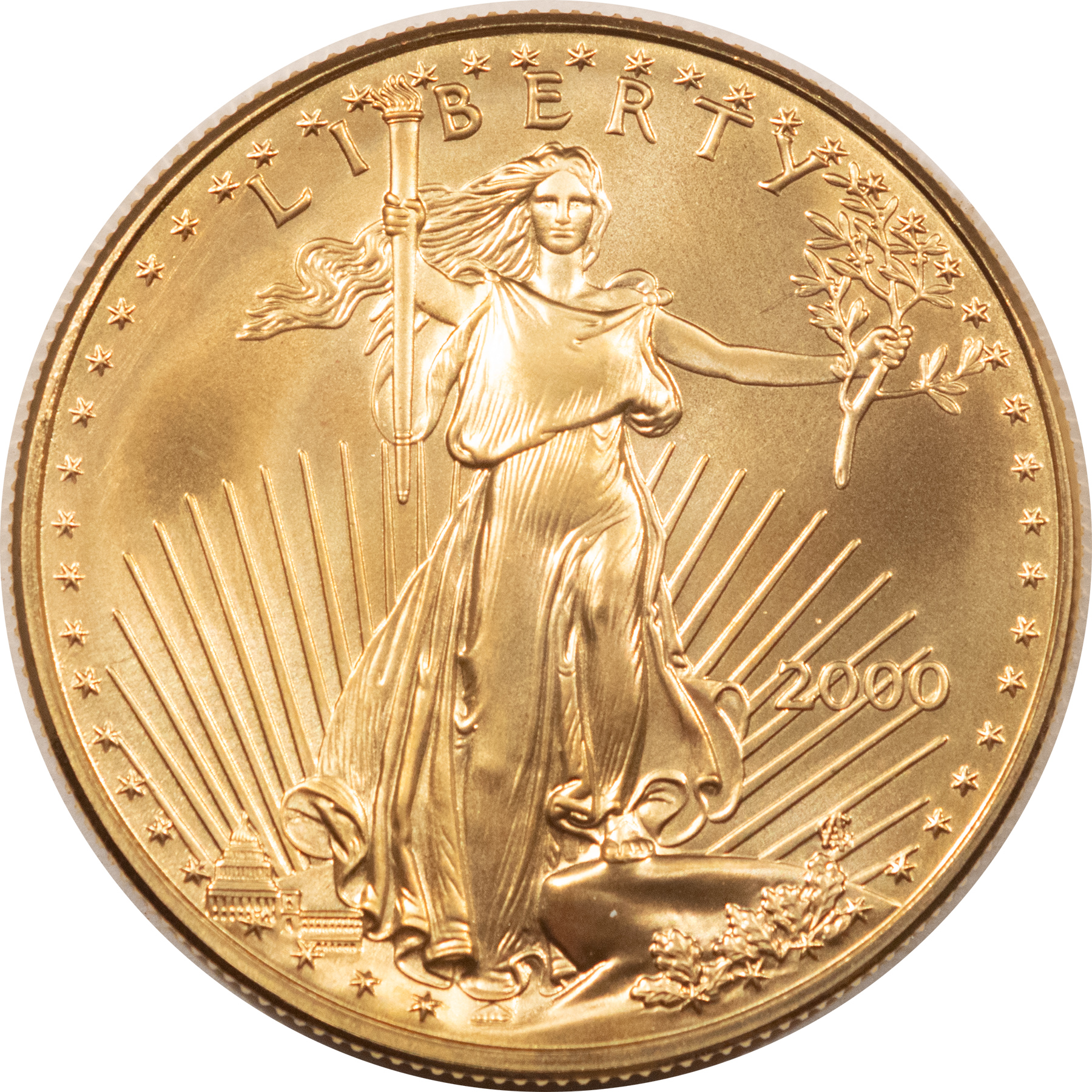 American Gold Eagles, Buffaloes, & Liberty Series 2000 1 OZ $50 AMERICAN GOLD EAGLE, GEM BRILLIANT UNCIRCULATED American Gold Eagles, Buffaloes, & Liberty Series 2000 1 OZ $50 AMERICAN GOLD EAGLE, GEM BRILLIANT UNCIRCULATED