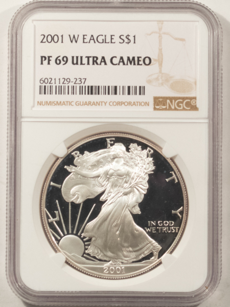 American Silver Eagles 2001-W $1 SILVER EAGLE, NGC PF-69 ULTRA CAMEO