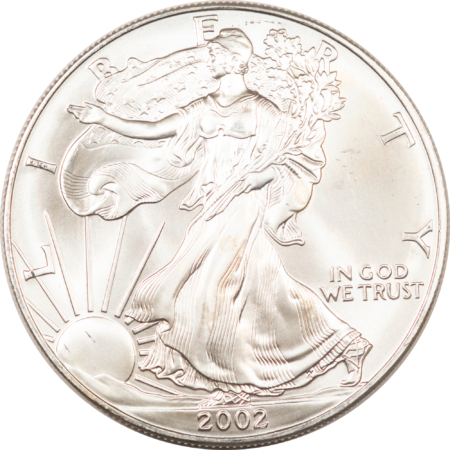 American Silver Eagles 2002 $1 AMERICAN SILVER EAGLE, 1 OZ .999 – GEM UNCIRCULATED!