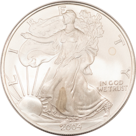 American Silver Eagles 2004 $1 AMERICAN SILVER EAGLE, 1 OZ .999 – GEM UNCIRCULATED!