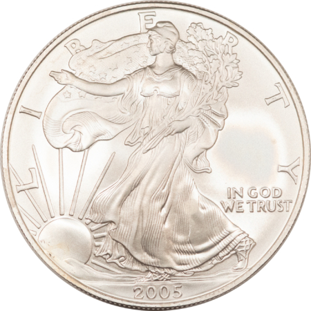 American Silver Eagles 2005 $1 AMERICAN SILVER EAGLE, 1 OZ .999 – GEM UNCIRCULATED!