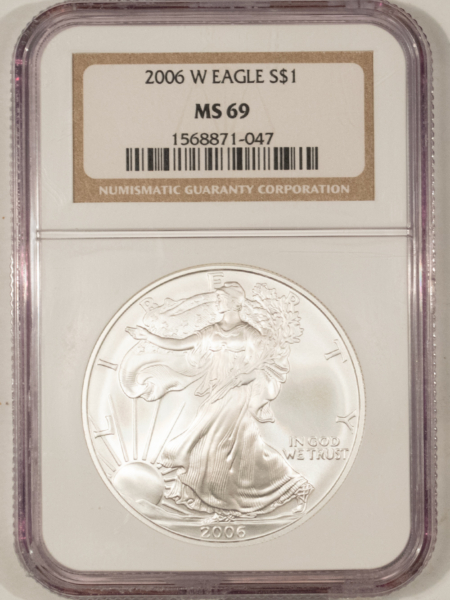American Silver Eagles 2006-W $1 AMERICAN SILVER EAGLE, 1 OZ .999 – NGC MS-69