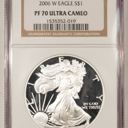 American Silver Eagles 2006-W $1 PROOF AMERICAN SILVER EAGLE, 1 OZ .999 – NGC PF-70 ULTRA CAMEO!