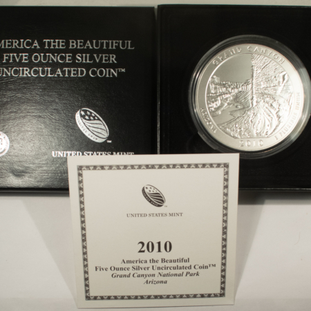 Bullion 2010-P AMERICA THE BEAUTIFUL 5OZ .999 SILVER 25c GRAND CANYON GEM UNC W/ BOX/COA