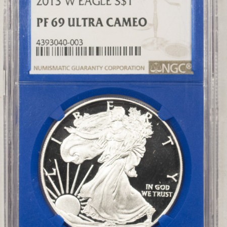American Silver Eagles 2013-W $1 PROOF AMERICAN SILVER EAGLE, 1 OZ – NGC PF-69 ULTRA CAMEO