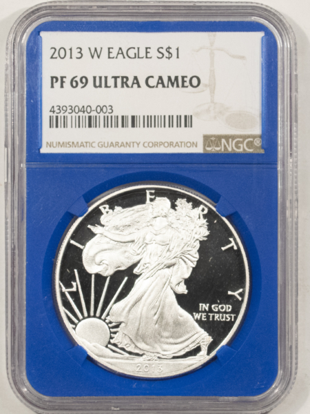 American Silver Eagles 2013-W $1 PROOF AMERICAN SILVER EAGLE, 1 OZ – NGC PF-69 ULTRA CAMEO