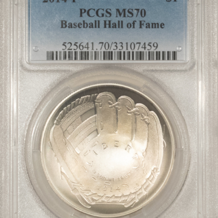 Modern Commems 2014-P $1 BASEBALL HALL OF FAME SILVER COMMEMORATIVE, CONCAVE DESIGN PCGS MS-70