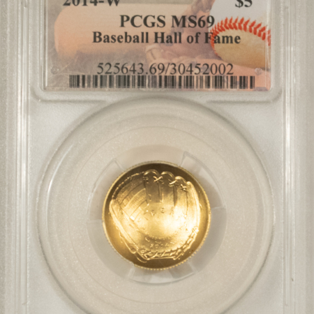 Modern Commems 2014-W $5 BASEBALL HALL OF FAME GOLD COMMEMORATIVE .2419OZ AGW PCGS MS69 CONCAVE
