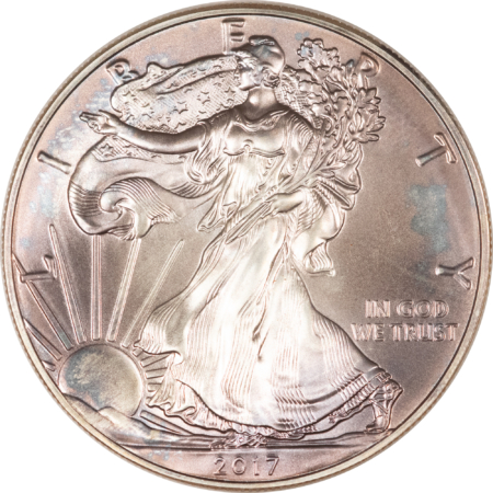 American Silver Eagles 2017 $1 1 OZ .999 FINE AMERICAN SILVER EAGLE, PRETTY TONED UNC IN MINT BOX