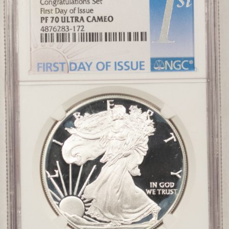 American Silver Eagles 2019-W 1OZ PROOF AMERICAN SILVER EAGLE NGC PF70 UCAM CONGRATULATIONS SET 1ST DAY
