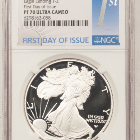 American Silver Eagles 2021-W 1 OZ PROOF AMERICAN SILVER EAGLE – NGC PF-70 UCAM T-2, FIRST DAY OF ISSUE