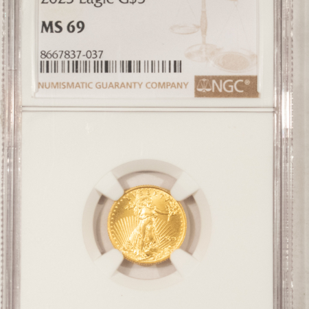 Bullion 2023 $5 AMERICAN GOLD EAGLE, 1/10 OZ – NGC MS-69