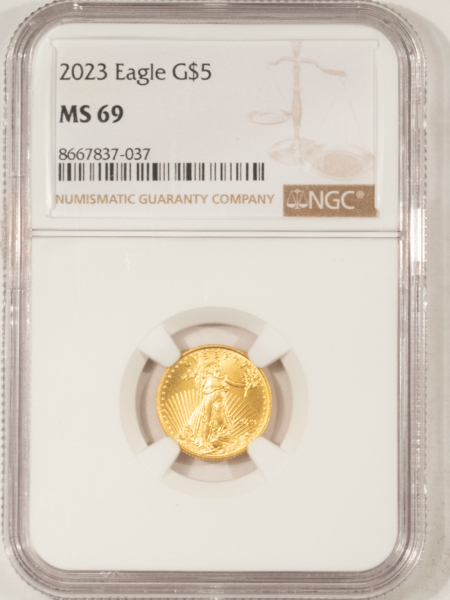Bullion 2023 $5 AMERICAN GOLD EAGLE, 1/10 OZ – NGC MS-69