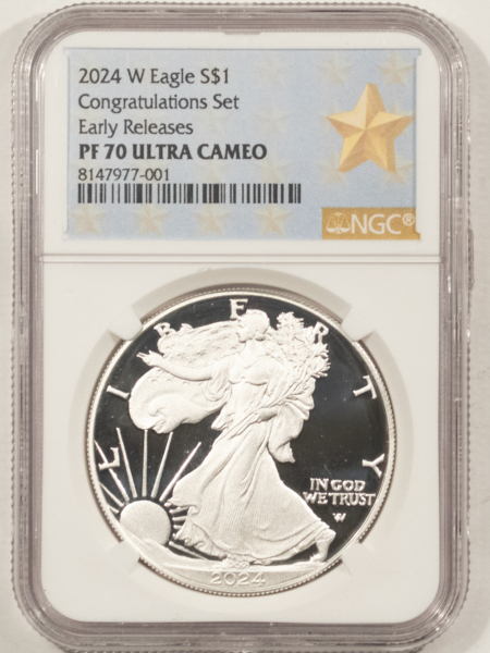 American Silver Eagles 2024-W 1 OZ PROOF AMERICAN SILVER EAGLE NGC PF-70 UCAM CONGRATULATIONS EARLY REL