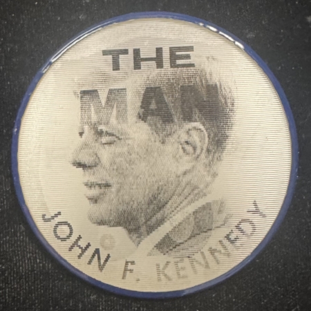 New Store Items 1960 2 1/2″ JOHN F KENNEDY-THE MAN FOR THE 60’s FLASHER CAMPAIGN BUTTON-EXC!
