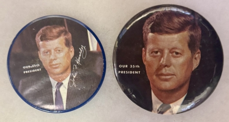 New Store Items 1961 JOHN F. KENNEDY INAUGURAL BUTTON PAIR, 3″ & 3 1/2″-GENERALLY EXCELLENT!