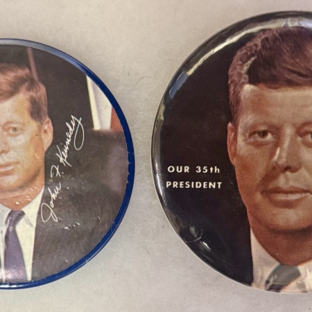 New Store Items 1961 JOHN F. KENNEDY INAUGURAL BUTTON PAIR, 3″ & 3 1/2″-GENERALLY EXCELLENT!