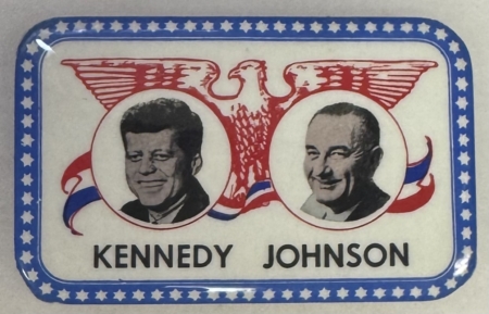 New Store Items 1960 KENNEDY-JOHNSON 2 1/2″ RECTANGULAR JUGATE CAMPAIGN BUTTON-LOOKS MINT!