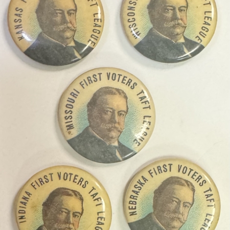 New Store Items 1908 WILLIAM TAFT LOT OF 5-7/8″ CAMPAIGN BUTTONS-“FIRST VOTERS TAFT LEAGUE” EXC!