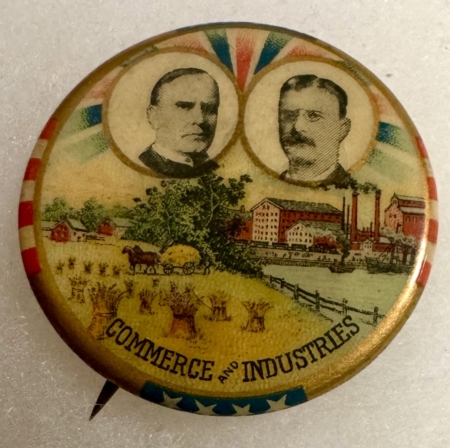 New Store Items SCARCE 1900 WILLIAM McKINLEY CAMPAIGN BUTTON PAIR-1 1/4″, COLORFUL & GRAPHIC-EXC