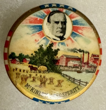 New Store Items SCARCE 1900 WILLIAM McKINLEY CAMPAIGN BUTTON PAIR-1 1/4″, COLORFUL & GRAPHIC-EXC