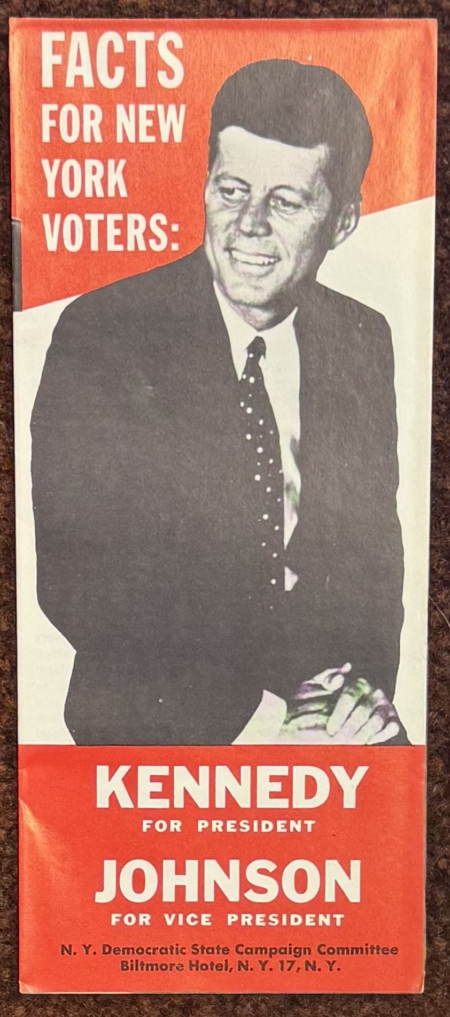 New Store Items LOT OF 6 MISC JOHN F. KENNEDY CAMPAIGN/POLITICAL EPHEMERA, 1960-65, VG+-NR MINT!
