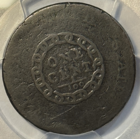 Flowing Hair Large Cents 1793 CHAIN CENT, AMERICA PCGS FR-2, NICE BROWN, BOLD DETAIL, SOME DATE, LOOKS AG