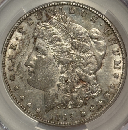 CAC Approved Coins SCARCE 1895-S MORGAN DOLLAR, CACGS AU-55, VERY CHOICE AU & A SEMI-KEY DATE!