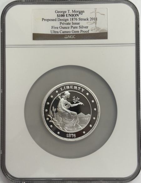 Bullion GEORGE T MORGAN $100 UNION 5OZ .999 FINE SILVER PRIVATE ISSUE NGC GEM PROOF UCAM
