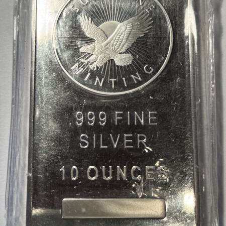 Bullion 10 OZ .999 FINE SILVER BAR, SUNSHINE MINTING, EAGLE, NEW, SEALED IN PLASTIC