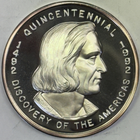 Bullion 1992 COLUMBUS QUINCENTENNIAL 2 OZ .999 SILVER ROUND – GEM PROOF IN CAPSULE!