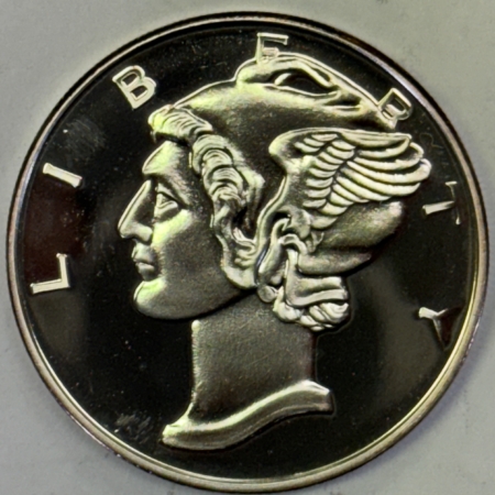 Bullion 2 OZ .999 FINE SILVER MERCURY DIME ROUND – GEM PROOF