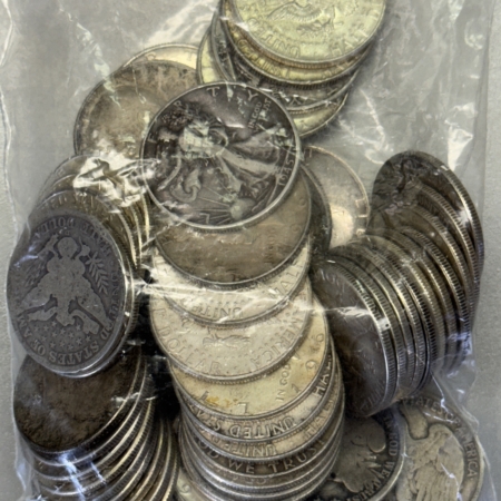 Bullion $32.50 FACE VALUE 90% SILVER US 50C HALF DOLLARS AVERAGE CIRC, PRICED AT BULLION