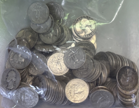 Bullion $34.75 FACE VALUE 90% SILVER U.S. QUARTERS, AVERAGE CIRC PRICED AT BULLION VALUE