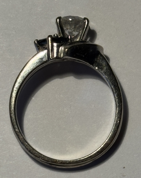 Jewelry 14KT WHITE GOLD, DIAMOND & SAPPHIRE ENGAGEMENT BAND, 4.3GRAMS .73CT CENTER STONE