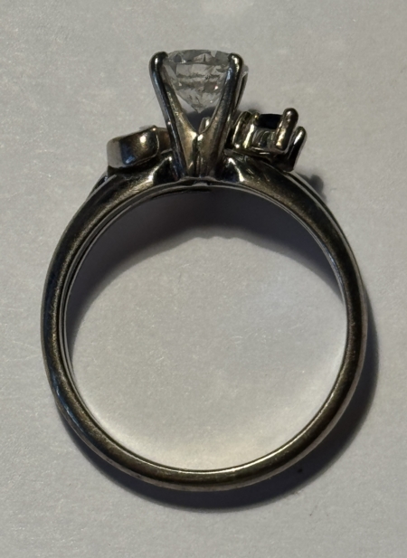 Jewelry 14KT WHITE GOLD, DIAMOND & SAPPHIRE ENGAGEMENT BAND, 4.3GRAMS .73CT CENTER STONE