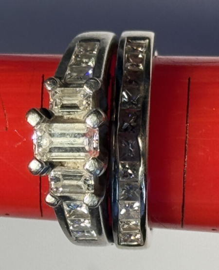 Jewelry 6.2 DWT PLATINUM/GOLD ENGAGEMENT/WEDDING RING .34CT CENTER DIAMOND + 19 DIAMONDS