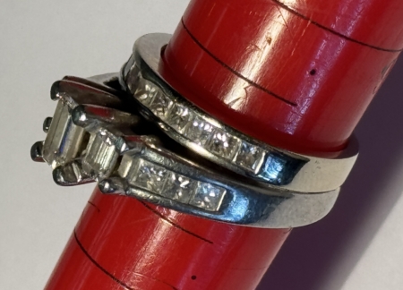 Jewelry 6.2 DWT PLATINUM/GOLD ENGAGEMENT/WEDDING RING .34CT CENTER DIAMOND + 19 DIAMONDS