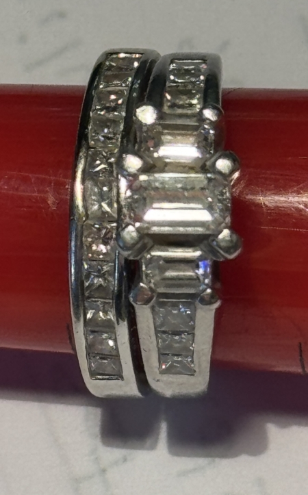 Jewelry 6.2 DWT PLATINUM/GOLD ENGAGEMENT/WEDDING RING .34CT CENTER DIAMOND + 19 DIAMONDS