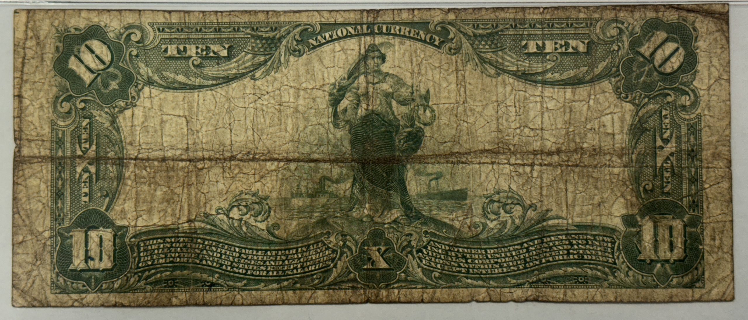 Large National Currency 1902 $10 PLAIN BACK GARRETT NB OF OAKLAND MD, NATIONAL CURRENCY FR#624 PMG VG-10 Large National Currency 1902 $10 PLAIN BACK GARRETT NB OF OAKLAND MD, NATIONAL CURRENCY FR#624 PMG VG-10