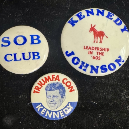 New Store Items LOT OF 3 JOHN F KENNEDY CAMPAIGN BUTTONS 1″-1 1/2″; 1 LITHO & 2 CELLOS-NEAR-MINT