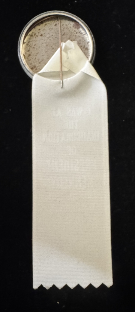 New Store Items 1961 JOHN F. KENNEDY 1 3/4″ INAUGURAL BUTTON W/ 4 1/2″ RIBBON, UNUSUAL/NEAR MINT