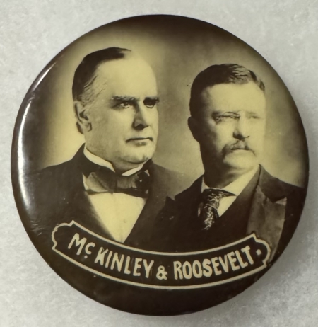 New Store Items 1900 McKINLEY-ROOSEVELT 2 1/4″ SEPIA CELLULOID JUGATE CAMPAIGN BUTTON-NEAR MINT!