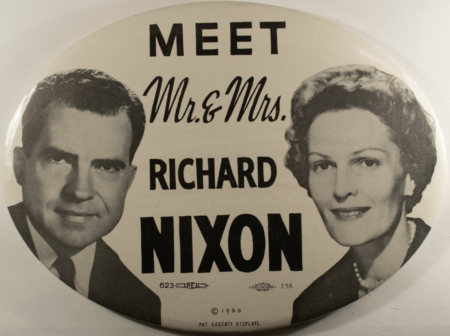 New Store Items CENTERPIECE 1960 MR & MRS RICHARD NIXON 7 3/4″ OVAL CAMPAIGN BUTTON-NEAR MINT!