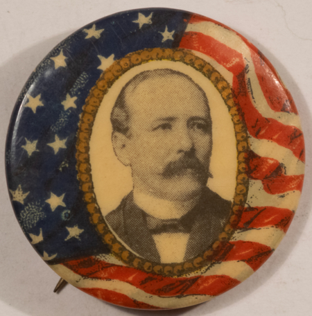 New Store Items 1904 ALTON PARKER 1 1/4″ CELLULOID CAMPAIGN BUTTON, GRAPHIC/COLORFUL & NEAR-MINT