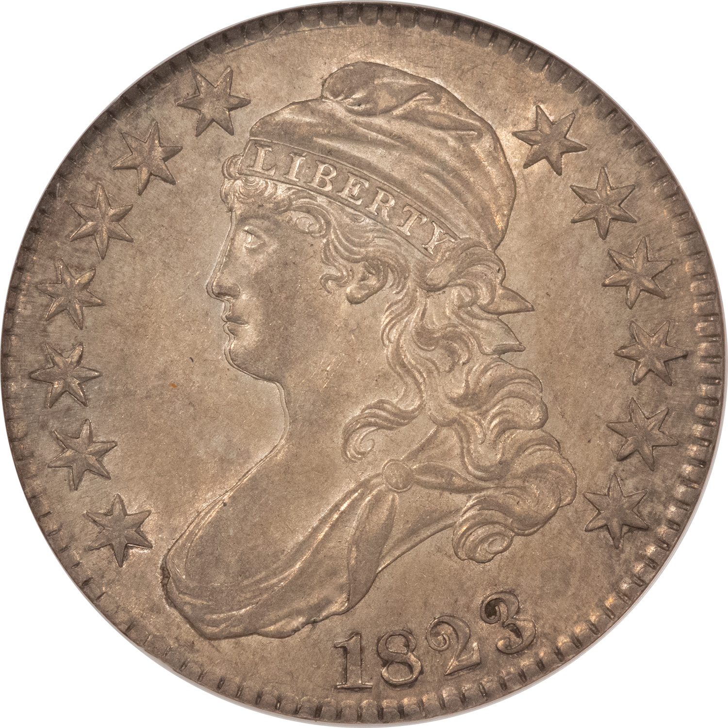 Early Halves 1823 CAPPED BUST HALF DOLLAR – NGC AU-58, FRESH ORIGINAL AND PERFECT! Early Halves 1823 CAPPED BUST HALF DOLLAR – NGC AU-58, FRESH ORIGINAL AND PERFECT!