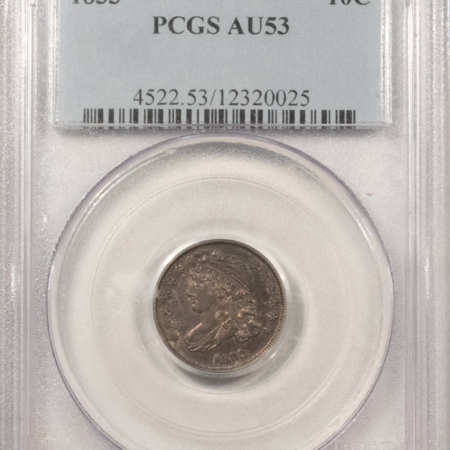 Capped Bust Dimes 1833 CAPPED BUST DIME – PCGS AU-53, PRETTY & ORIGINAL!