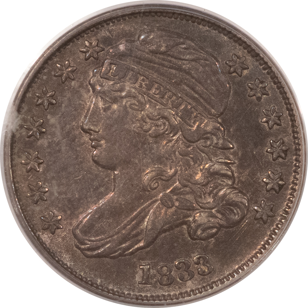 Capped Bust Dimes 1833 CAPPED BUST DIME – PCGS AU-53, PRETTY & ORIGINAL! Capped Bust Dimes 1833 CAPPED BUST DIME – PCGS AU-53, PRETTY & ORIGINAL!