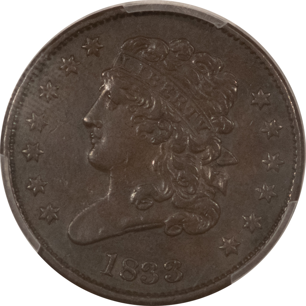 Classic Head Half Cents 1833 CLASSIC HEAD HALF CENT – PCGS XF-40 Classic Head Half Cents 1833 CLASSIC HEAD HALF CENT – PCGS XF-40